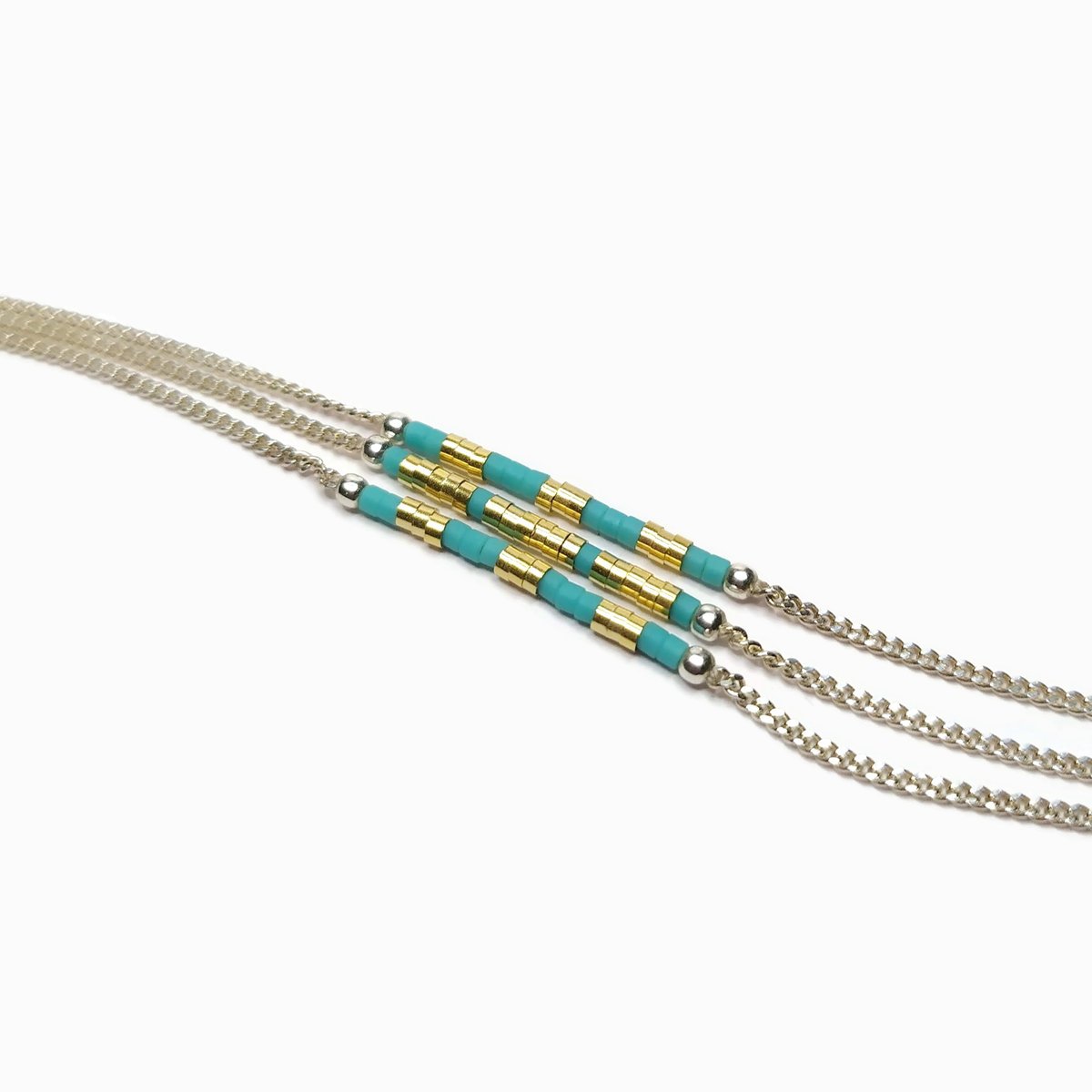 Image of Bracelet Or et turquoise "Janus"