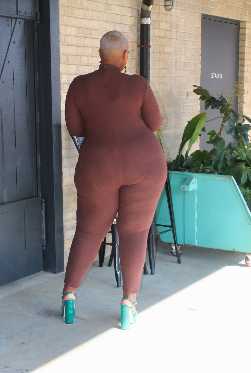 Image of Brown Ribbed Jumpsuit