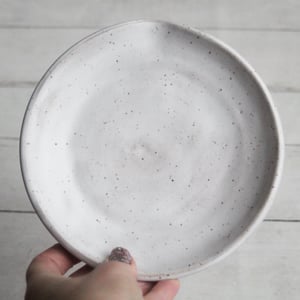 Image of Speckled Stoneware Spoon Rest in White Matte Glaze Handcrafted in USA