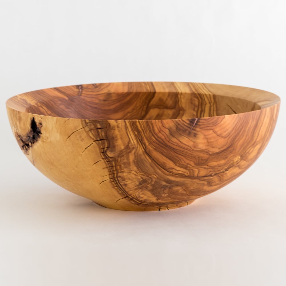 Image of Olivewood Bowl with Maple Bowtie Key Inlay