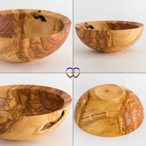 Image of Olivewood Bowl with Maple Bowtie Key Inlay