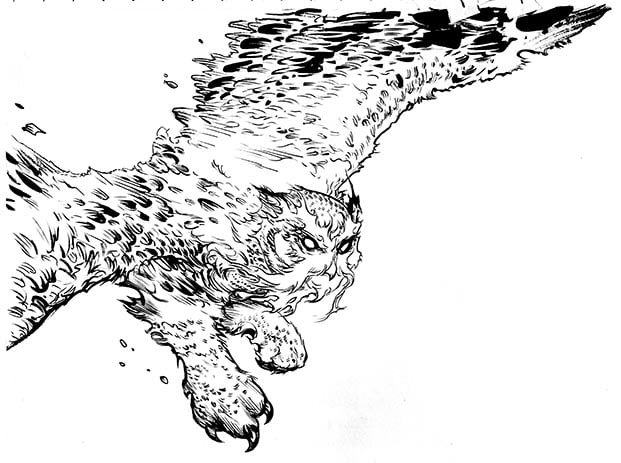 Image of Horned Owl inked production art