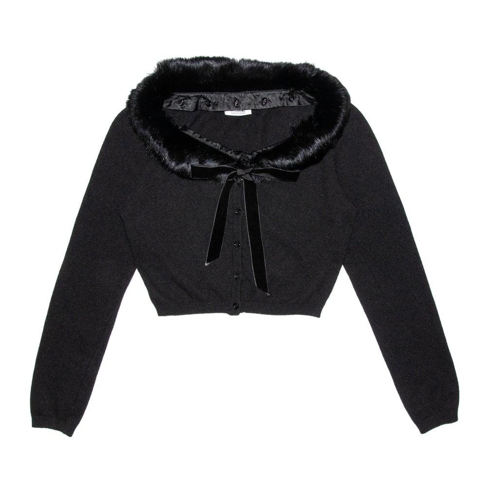 Image of Moschino Cheap and Chic Fur Collar Cardigan