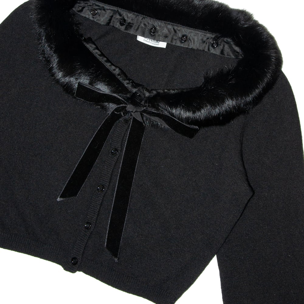 Image of Moschino Cheap and Chic Fur Collar Cardigan