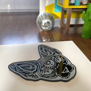 Image of Mystical Sphynx cat coaster - BLACK - laser engraved acrylic drinks coaster