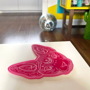 Image of Mystical Sphynx cat coaster - PINK - laser engraved acrylic drinks coaster