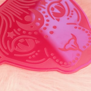 Image of Mystical Sphynx cat coaster - PINK - laser engraved acrylic drinks coaster
