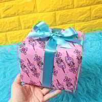 Image 2 of Batwing dagger luxury gift wrap - pink - tattoo style - a2 gift wrap sheets