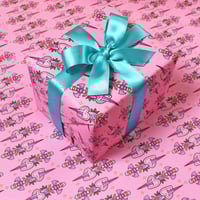Image 5 of Batwing dagger luxury gift wrap - pink - tattoo style - a2 gift wrap sheets