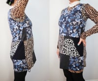 Image 3 of floral animal print patchwork courtneycourtney adult m/l medium large sweater warm wool winter shift