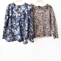 Image 4 of floral animal print patchwork courtneycourtney adult m/l medium large sweater warm wool winter shift