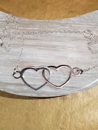 Image 1 of Double Heart Sterling Silver Necklace