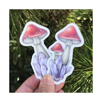 Image 2 of Double Red Mushroom Amethyst Crystal Sticker 