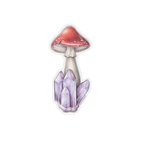 Image 1 of Single Red Mushroom Amethyst Crystal Sticker