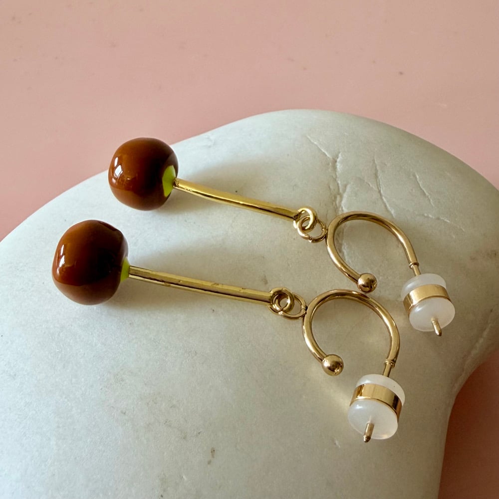 Image of Olive drop half hoops