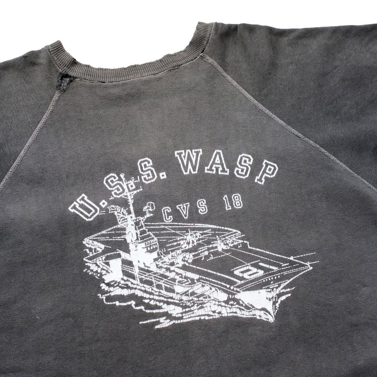 Image of Vintage 1960's Faded Black U.S.S. WASP Sweatshirt