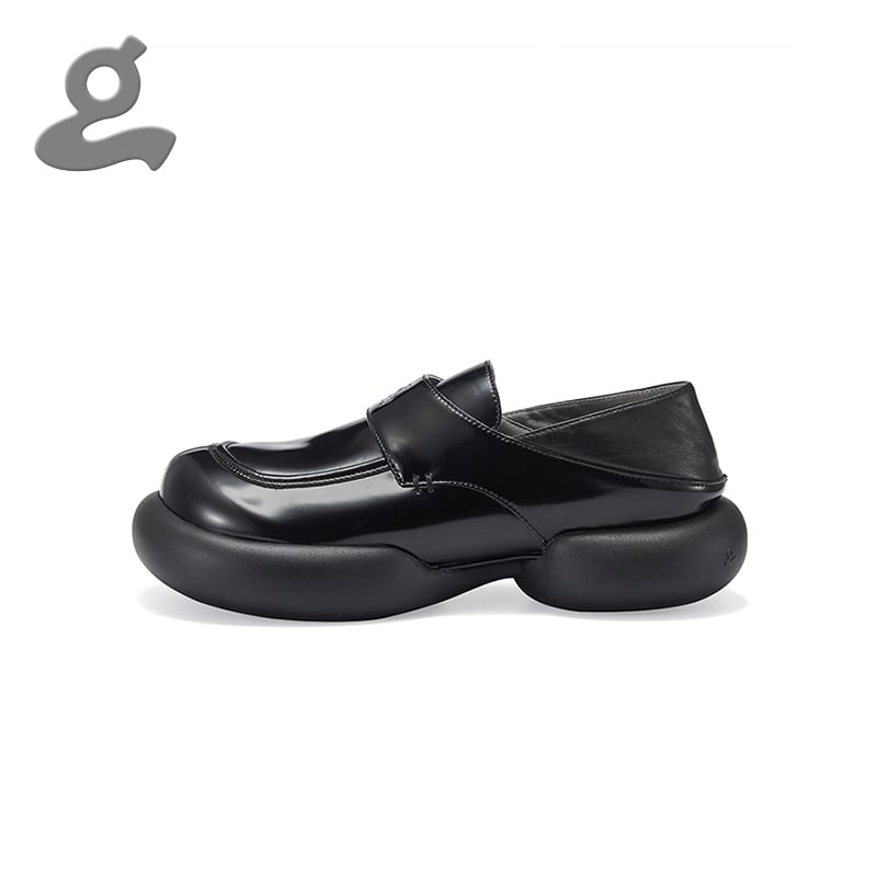Image of Chunky- sole leather loafers"Basic Loafers"
