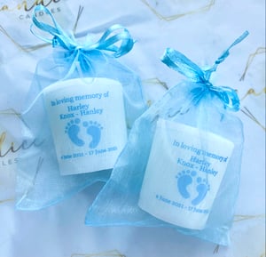 Image of Baby Feet Personalised Baby Shower Candle Favours