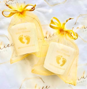 Image of Baby Feet Personalised Baby Shower Candle Favours