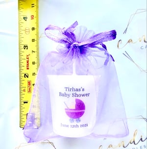 Image of Baby Buggy Personalised Baby Shower Candle Favours