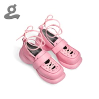 Image 1 of Pink lace-up  platform shoes"Stand Trap"  