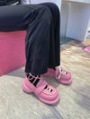 Pink lace-up  platform shoes"Stand Trap"  