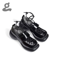 Image 1 of Black lace-up  platform shoes"Stand Trap"  