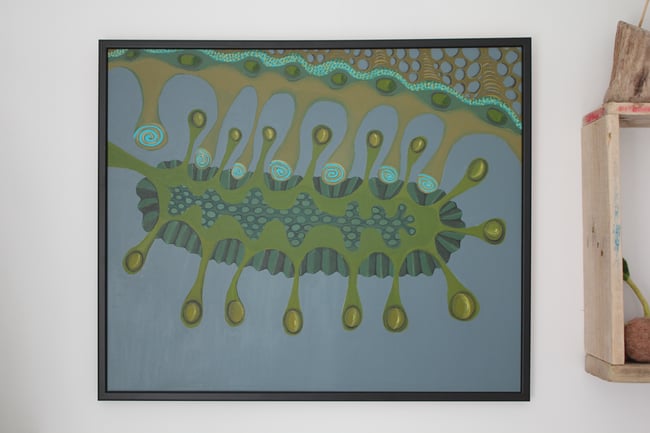 Seaweedy, framed acrylic painting