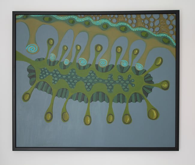 Seaweedy, framed acrylic painting