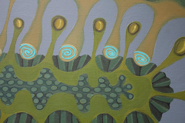 Seaweedy, framed acrylic painting