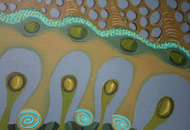 Seaweedy, framed acrylic painting