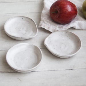 Image of Medium Spoon Rest in Matte White and Speckled Stoneware, Coffee Station Dish, Made in USA