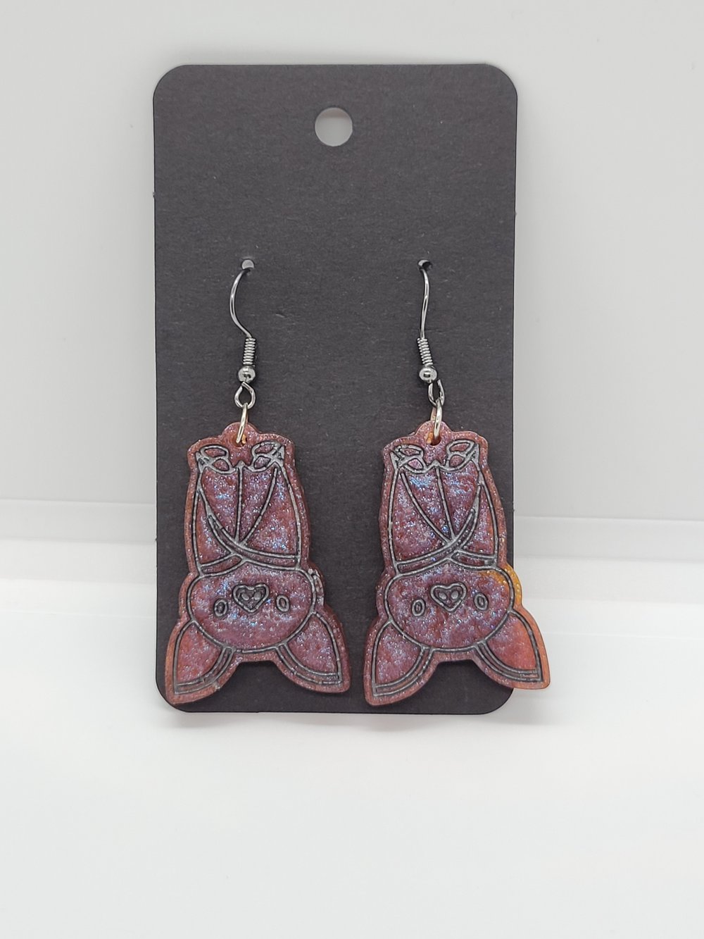 Image of Rose Grey Bat Earrings 