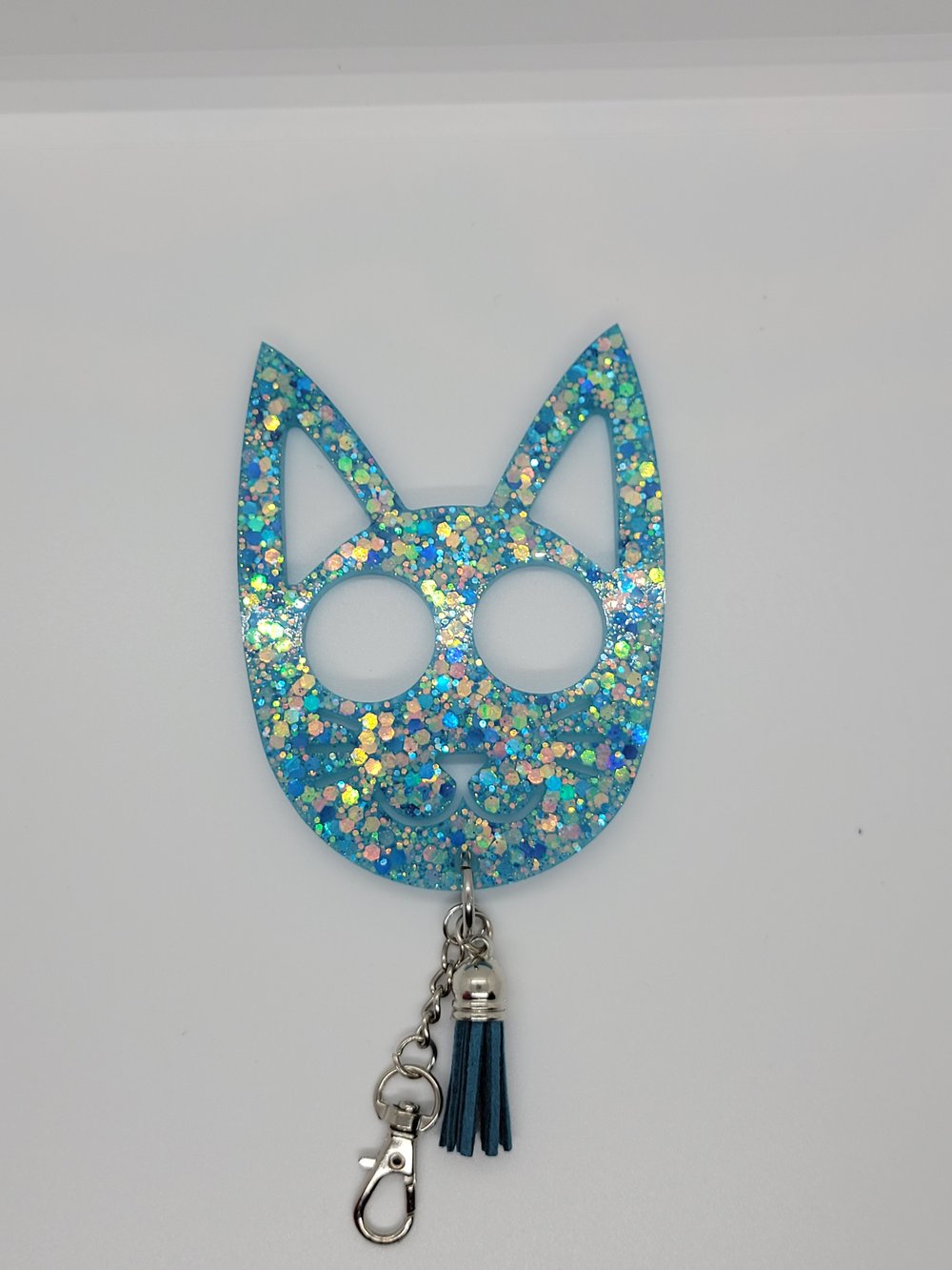 Image of Sky Blue Glitter Kitty Self-defense Keychain 