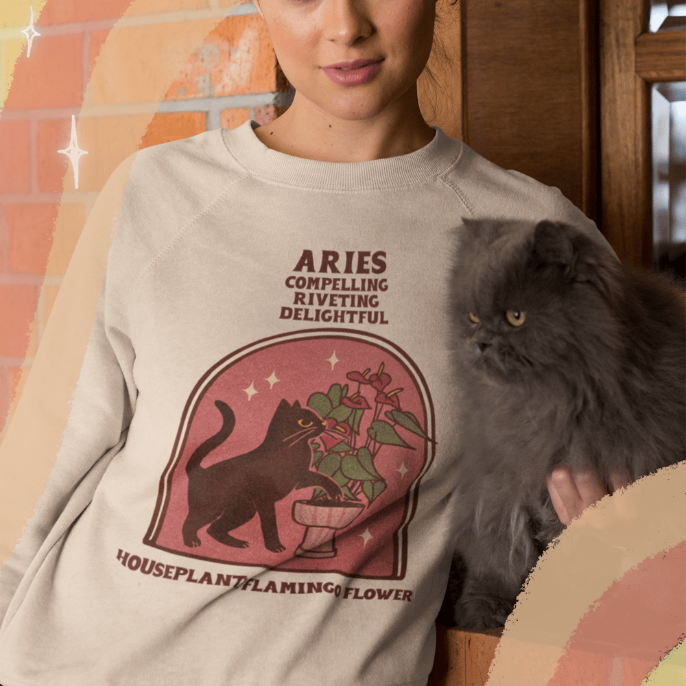 Image of LIGHT CATSTROLOGY HOUSEPLANT CREWNECK