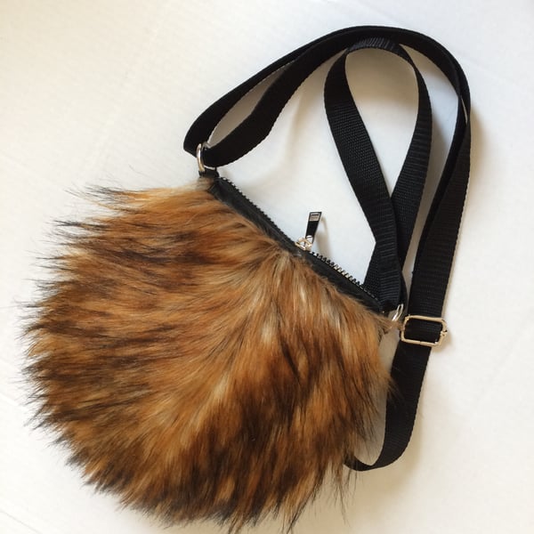 Image of 'Sporkin' Crossbody, Shoulder or Waist Sporran style faux fur and faux leather bag.