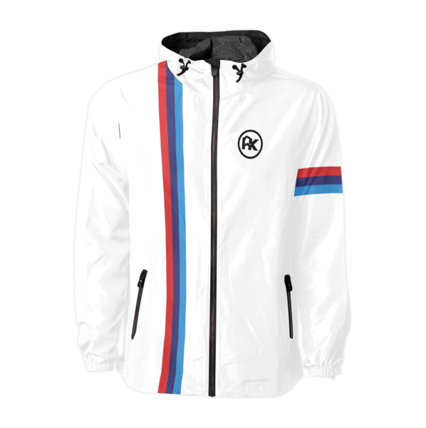 Image of White Beemer Retro Racing Stripe Windbreaker