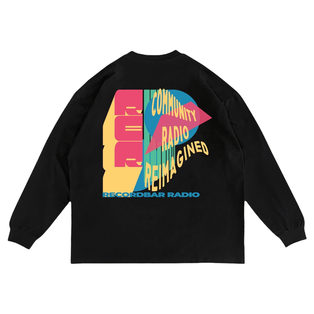 IN STOCK - 3 GRAPHIC RBR T-SHIRT LONG SLEEVE BLACK - COMMUNITY RADIO REIMAGINED
