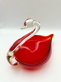 Cherry Red Glass Swan Dish