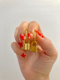 Image 3 of MINI PADLOCK HOOP EARRINGS