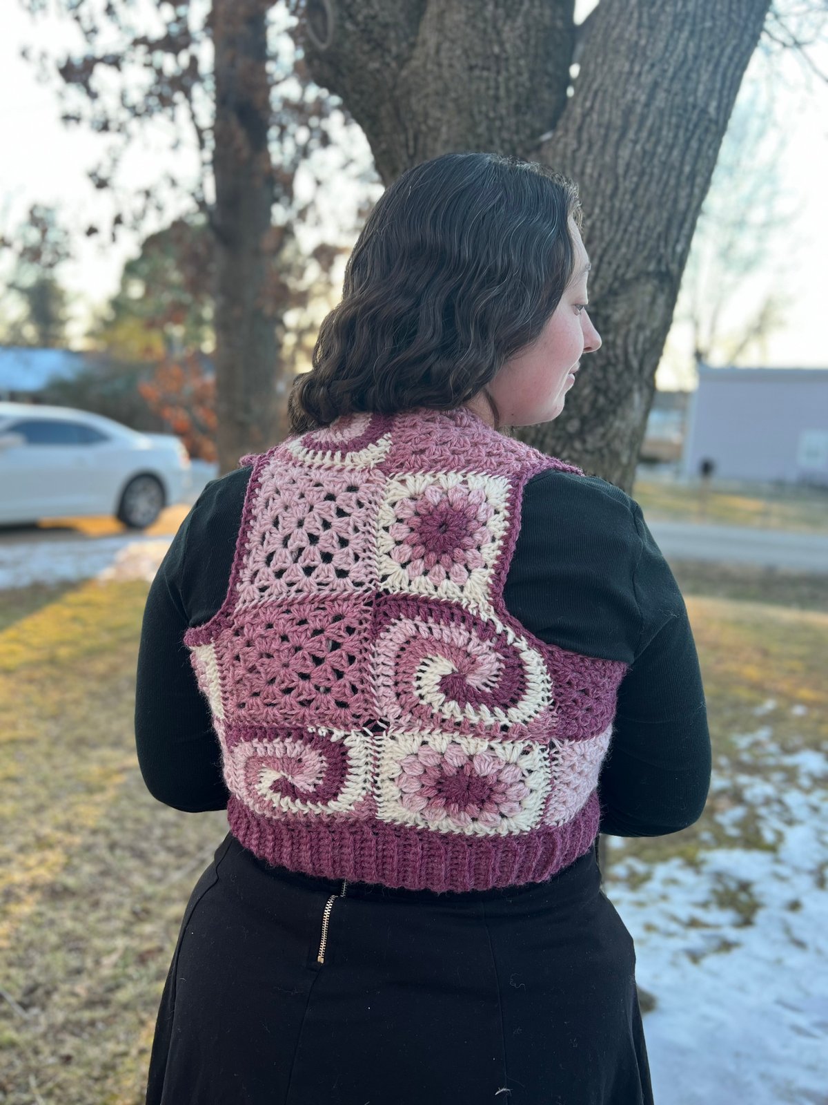 patchwork crochet sweater vest