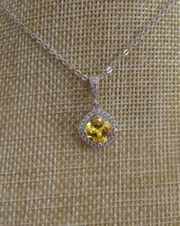 Image 1 of Meghan Markle Duchess of Sussex Inspired Australia Citrine Yellow Square Crystal Pendant Necklace