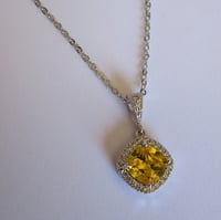 Image 3 of Meghan Markle Duchess of Sussex Inspired Australia Citrine Yellow Square Crystal Pendant Necklace