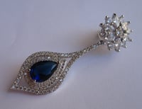 Image 4 of Diana Princess of Wales Lady Di Inspired Sapphire Blue and Clear Crystal Teardrop Statement Earrings