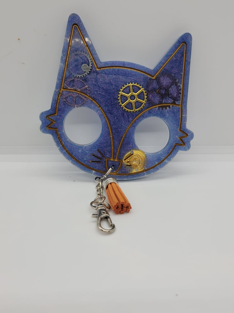 Image of Royal Blue and Gold Steam Punk Fox Self-defense Keychain 