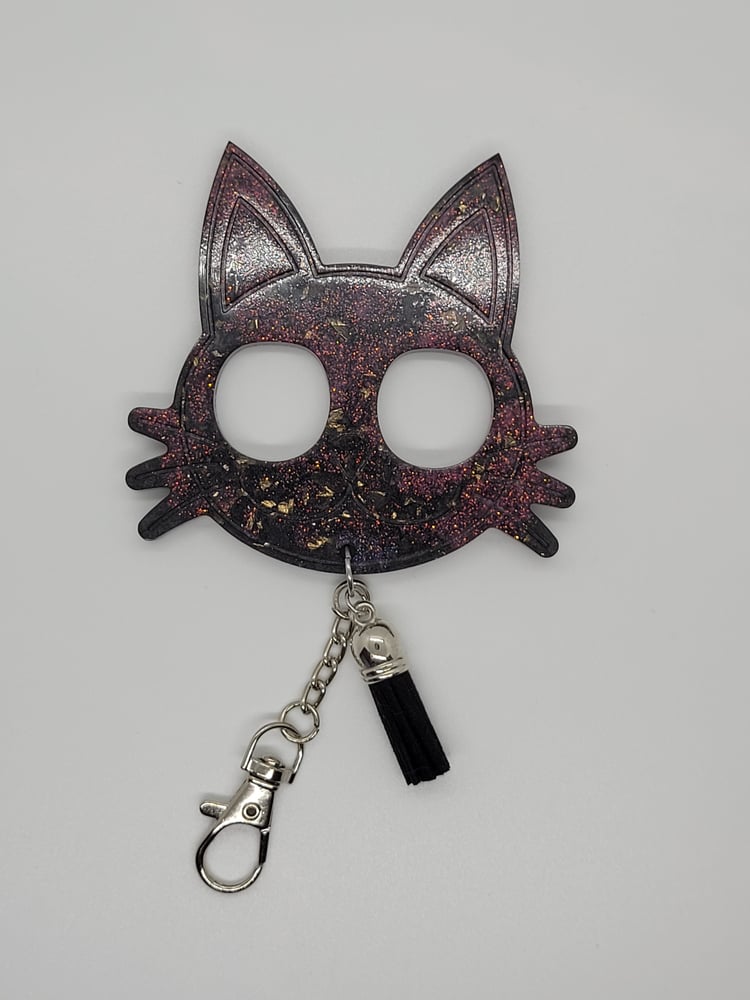 Image of Black and Pink Whisker Kitty Self-defense Keychain (Small)