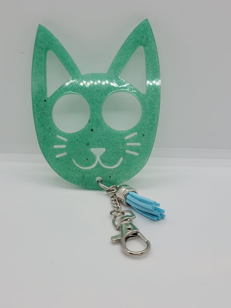 Image of Teal kitty Self-defense Keychain 