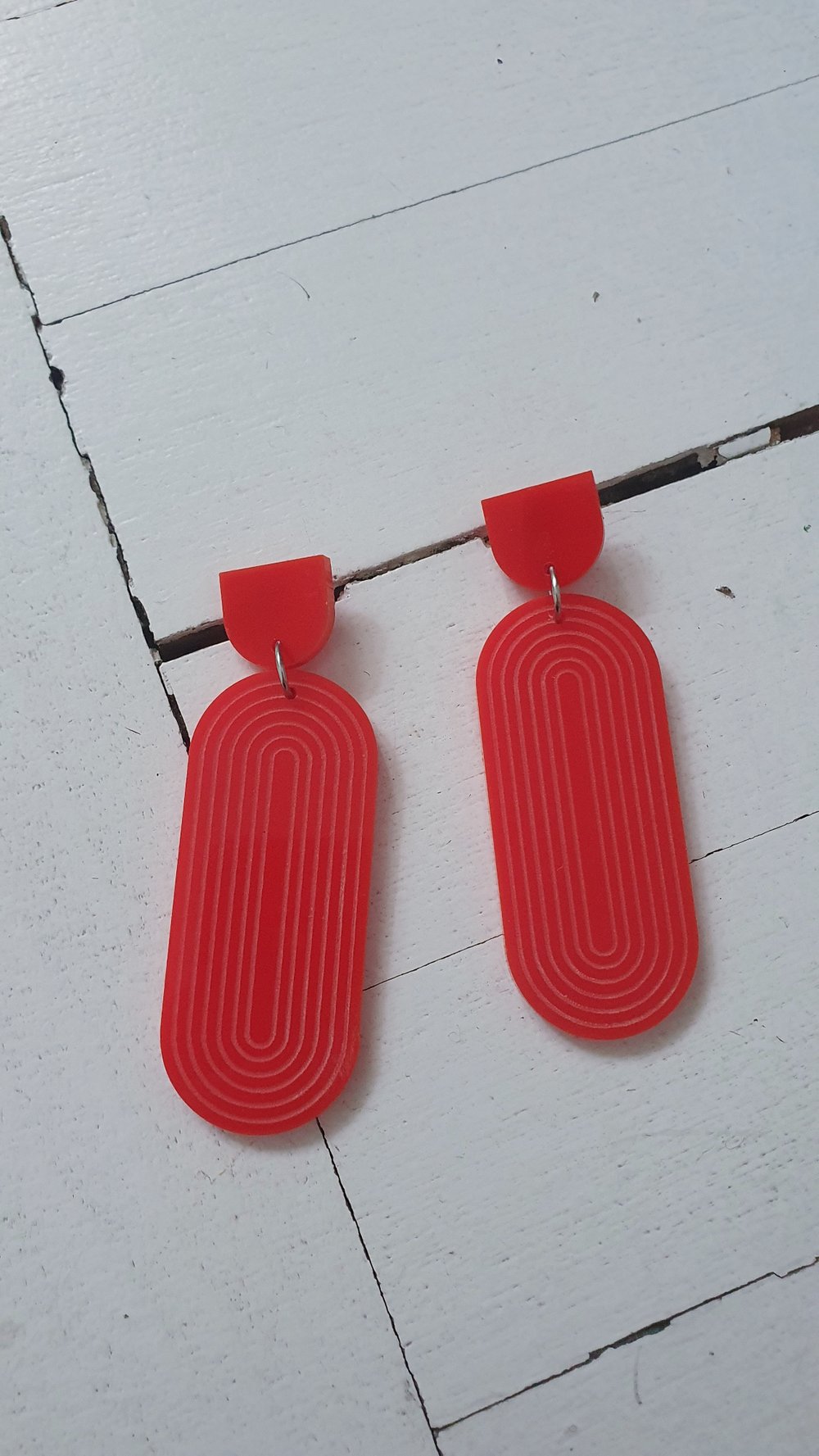 RDEČI uhani GOTIK .4 // steel RED earrings GOTIK .4