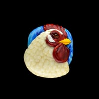 Image 1 of XL. Watchful Leghorn Hen - Flamework Glass Sculpture Bead