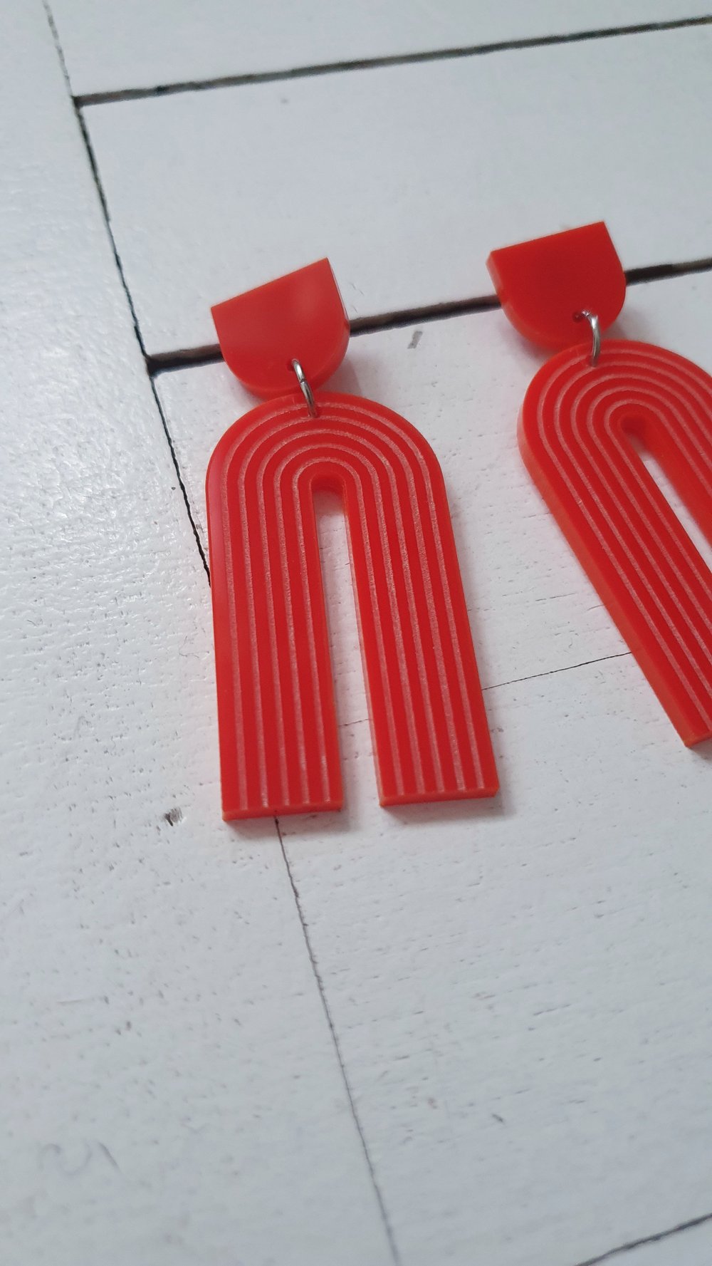 RDEČI uhani GOTIK .6 // steel RED earrings GOTIK .6